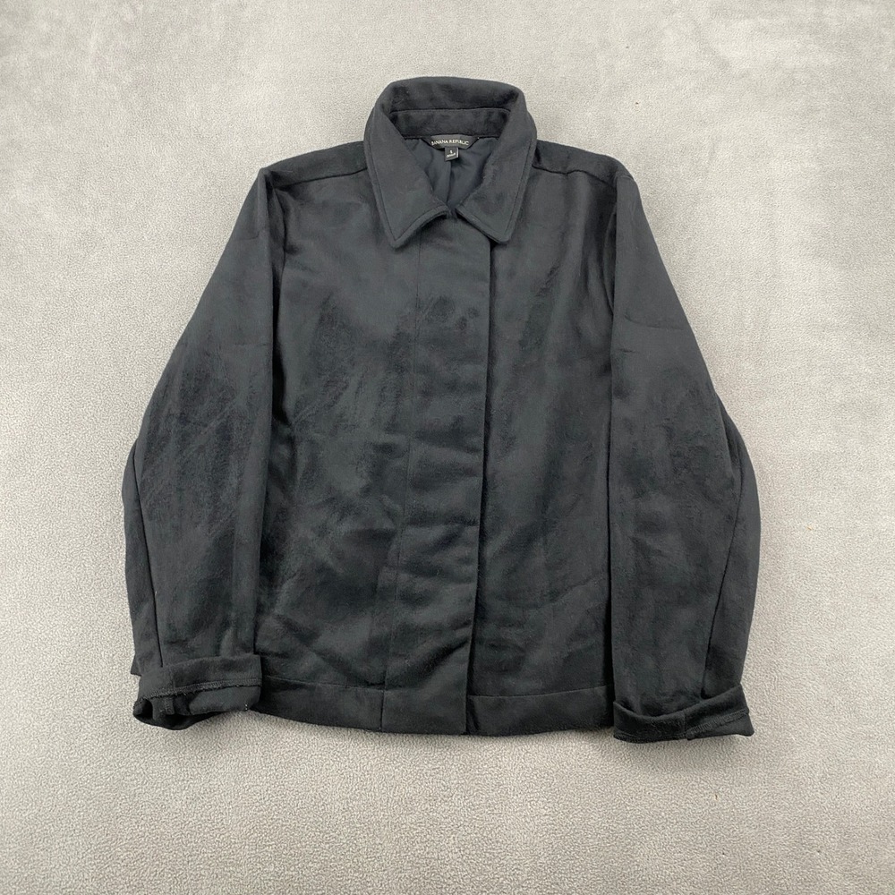Banana Republic Black Faux Suede Hidden Button‎ Jacket Small 1806766